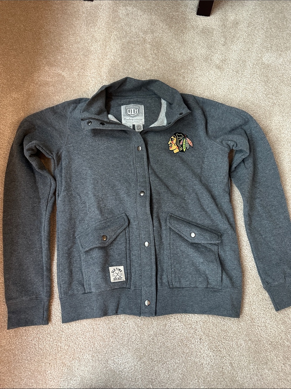 Chicago Blackhawks Gray Snap-Front Jacket